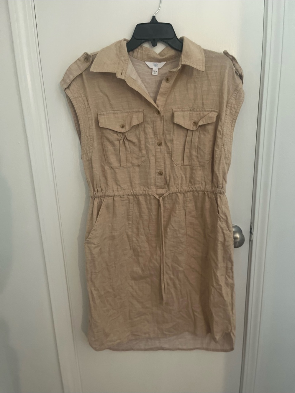 Time and Tru Sleeveless Shirt Dress in Beige